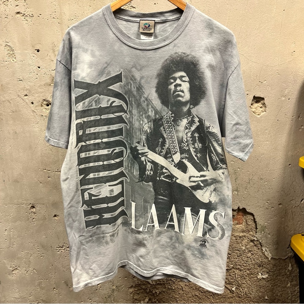 Jimi Hendrix Liquid Blue Gray Tie Dye Y2K 2013 T-Shirt Unisex Large Concert Tour